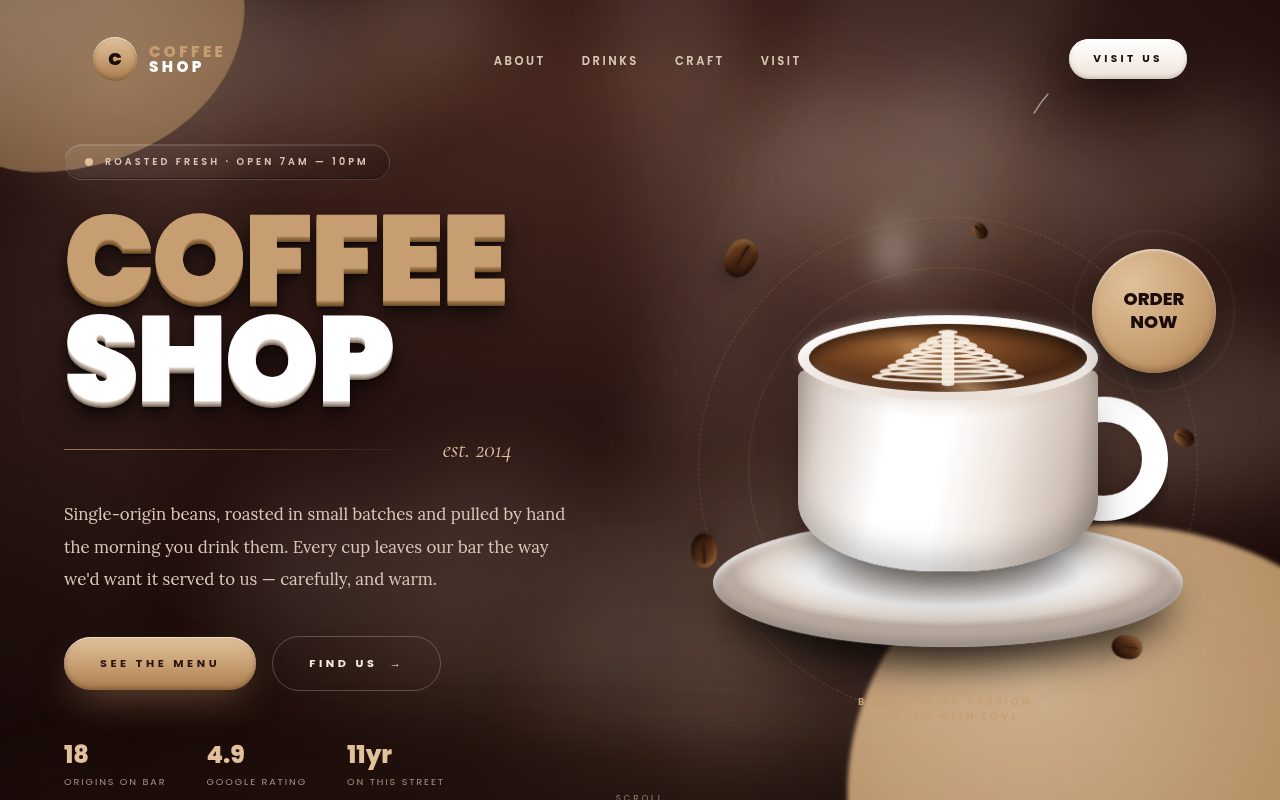 Coffee Shop website design